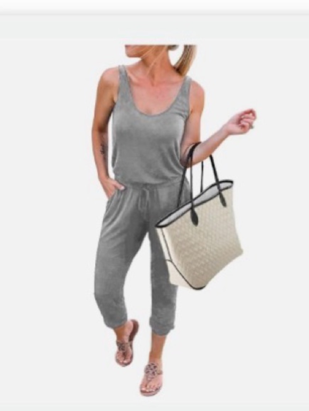 Women’s Casual Gray Sleeveless Jumpsuit